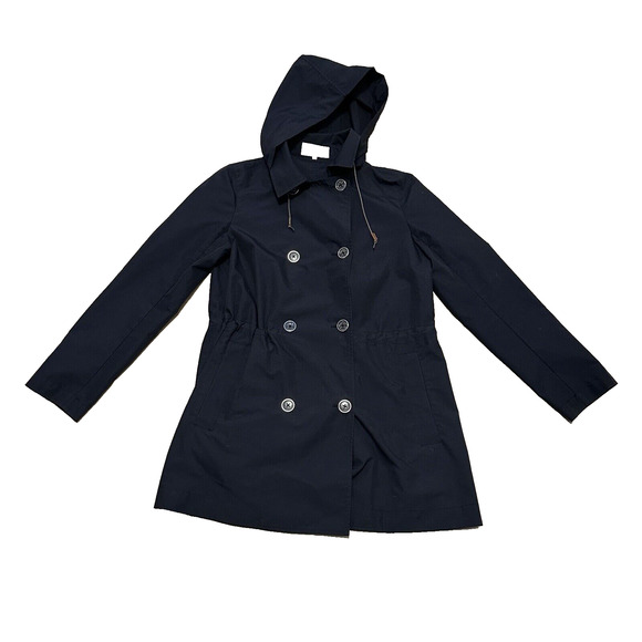 MACKINTOSH PHILOSOPHY WOMEN 38 TOSTER TRENCH COAT NAVY DRAWSTRING WAIST PACKABLE - Picture 1 of 11
